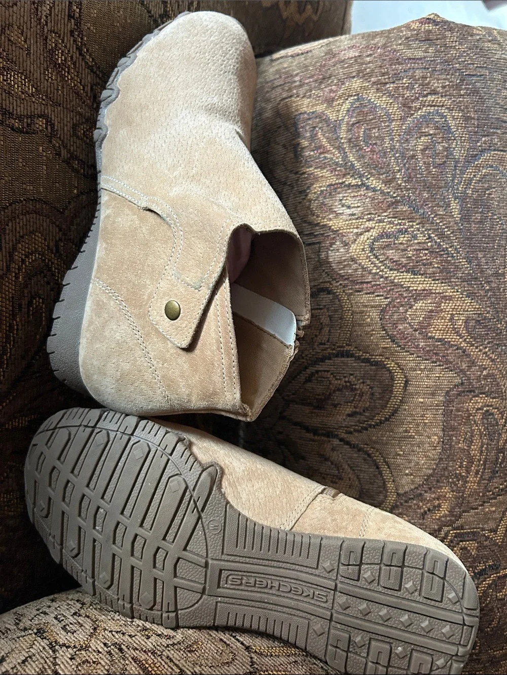 Skechers Women's Beige Suede Ankle Boots Booties - Picture 2 of 2